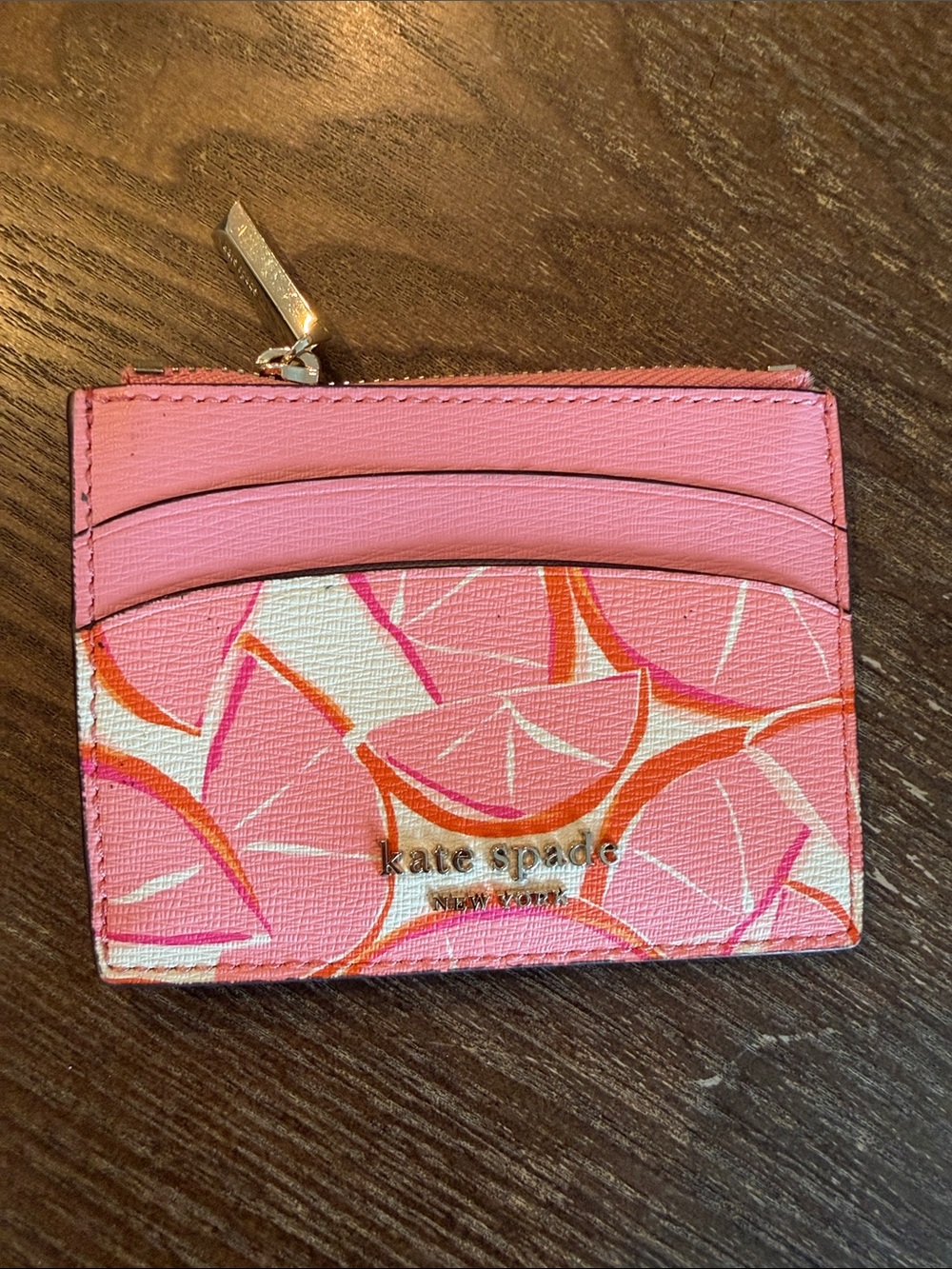 kate spade Pink & Orange Citrus Card Case Wallet